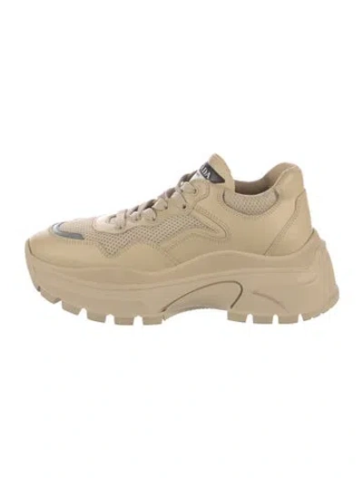 Pre-owned Prada Leather Chunky Sneakers In Neutral