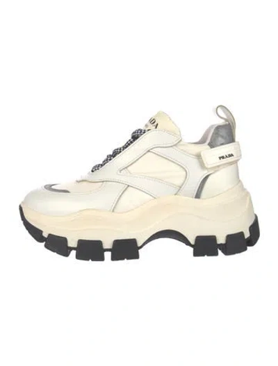 Pre-owned Prada Leather Chunky Sneakers In White