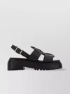 Prada Leather Chunky Sole Sandals With Cross Strap In Black