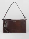 Prada Mini Rectangular Leather Pouch Handbag With Detachable Shoulder Strap In Brown