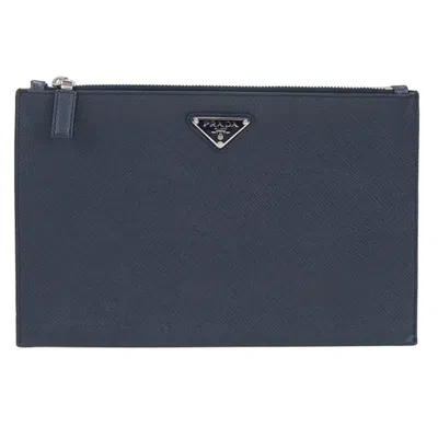 Pre-owned Prada Leather Clutch Bag () In Blue