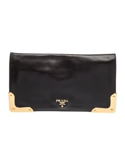Pre-owned Prada Leather Clutch In Black