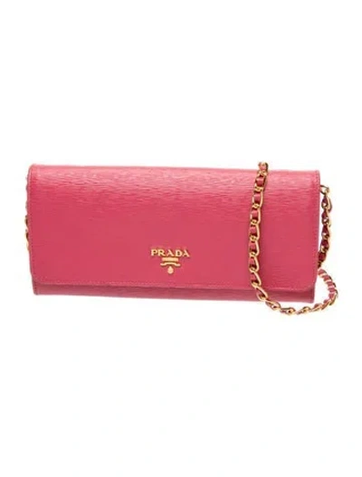 Pre-owned Prada Leather Clutch In Pink