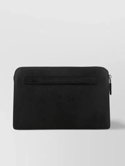 Prada Leather Clutch With Detachable Wrist Handle In F0002