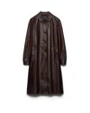 Prada Leather Coat In Brown