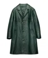Prada Leather Coat In Green