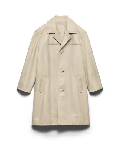 Prada Leather Coat In Neutral