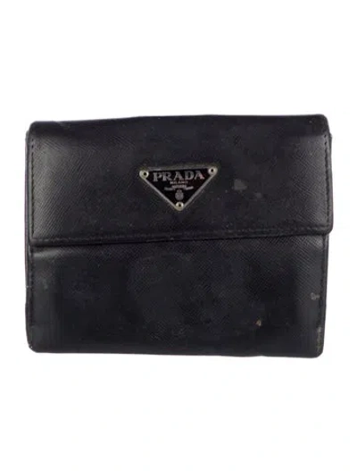 Pre-owned Prada Leather Coin Pouch In Black