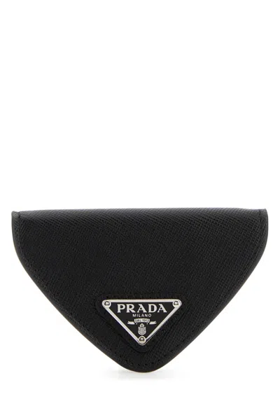 Prada Leather Coin Purse In Brown