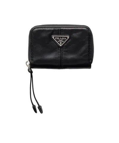 Prada Leather Coin Purse In Purple