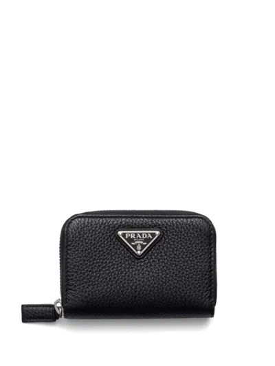 Prada Leather Coin Purse In Black