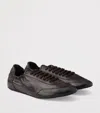 Prada Collapse Leather Sneakers In Brown