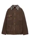 Prada Womens Brown Contrast-collar Relaxed Canvas Work Jacket In Brown