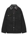 Prada Denim Jacket With Collar Contrast Pockets Sleeves In Black