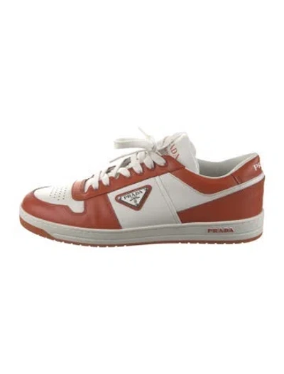 Pre-owned Prada Leather Colorblock Pattern Athletic Sneakers In White