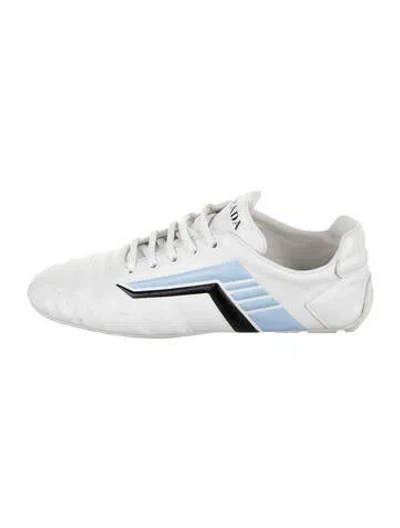 Pre-owned Prada Leather Colorblock Pattern Athletic Sneakers In White