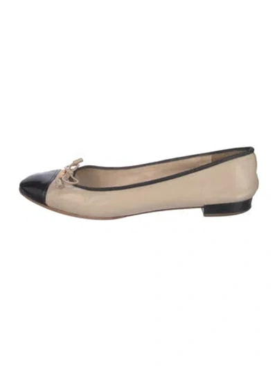 Pre-owned Prada Leather Colorblock Pattern Ballet Flats In Neutrals