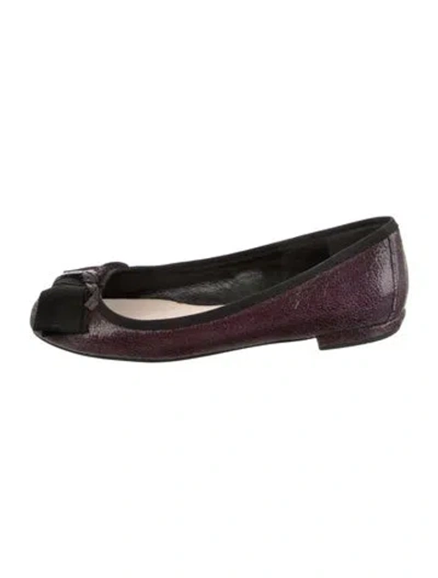 Pre-owned Prada Leather Colorblock Pattern Ballet Flats In Purple