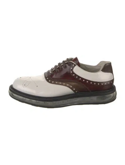Pre-owned Prada Leather Colorblock Pattern Brogues In Green