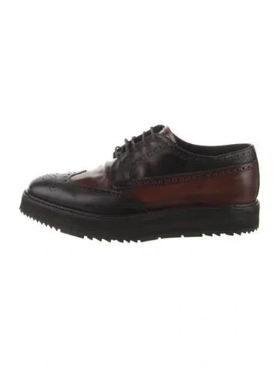 Pre-owned Prada Leather Colorblock Pattern Brogues In Multi