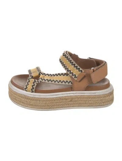 Pre-owned Prada Leather Colorblock Pattern Espadrilles In Neutral