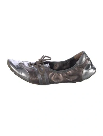 Pre-owned Prada Leather Colorblock Pattern Flats In Neutral
