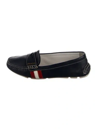 Pre-owned Prada Leather Colorblock Pattern Loafers In Blue