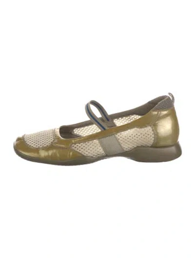 Pre-owned Prada Leather Colorblock Pattern Mary Jane Flats In Neutral