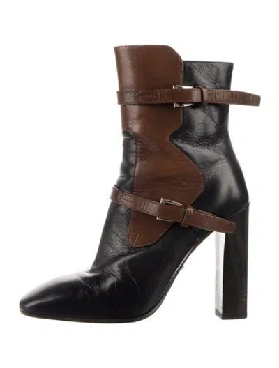 Pre-owned Prada Leather Colorblock Pattern Moto Boots In Multi
