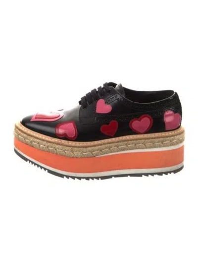 Pre-owned Prada Leather Colorblock Pattern Oxfords In Black