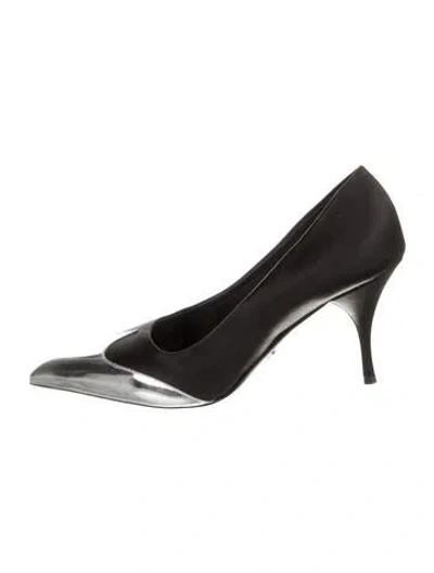 Pre-owned Prada Leather Colorblock Pattern Pumps In Black