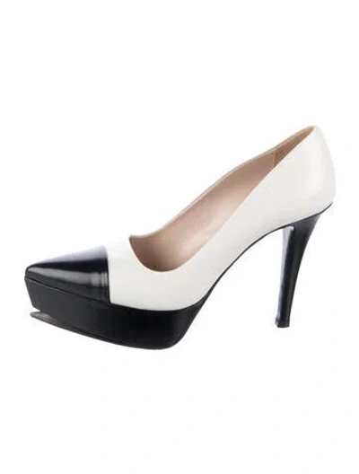 Pre-owned Prada Leather Colorblock Pattern Pumps In Blue
