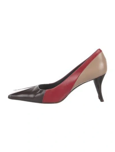 Pre-owned Prada Leather Colorblock Pattern Pumps In Neutral