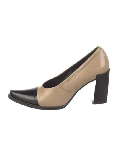 Pre-owned Prada Leather Colorblock Pattern Pumps In Neutrals