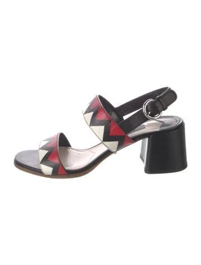 Pre-owned Prada Leather Colorblock Pattern Sandals In Black