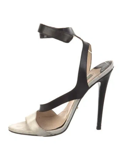 Pre-owned Prada Leather Colorblock Pattern Sandals In Multi