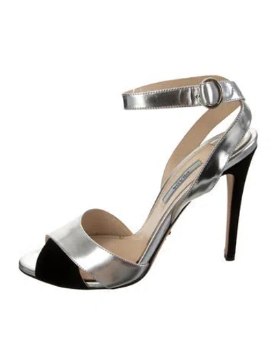 Pre-owned Prada Leather Colorblock Pattern Sandals In Multi