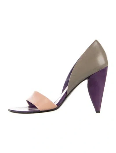 Pre-owned Prada Leather Colorblock Pattern Sandals In Purple