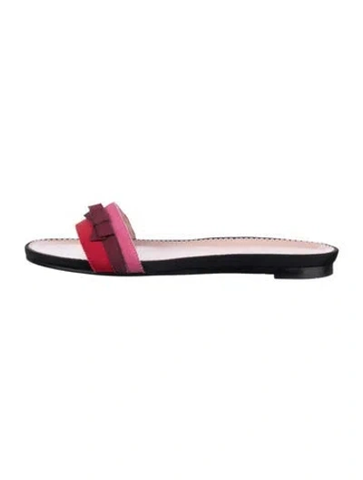 Pre-owned Prada Leather Colorblock Pattern Slides In Black/red