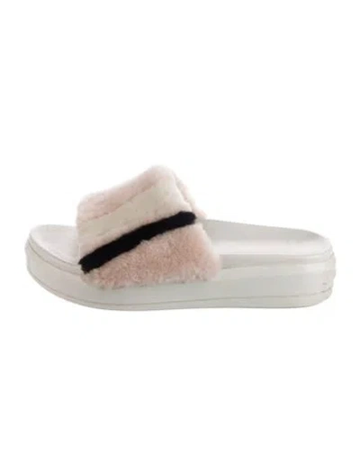 Pre-owned Prada Leather Colorblock Pattern Slides In Pink