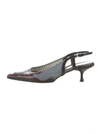 Pre-owned Prada Leather Colorblock Pattern Slingback Pumps In Multi
