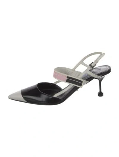 Pre-owned Prada Leather Colorblock Pattern Slingback Pumps In Multi