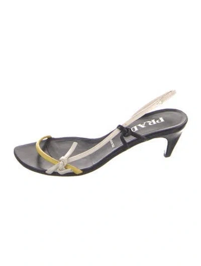 Pre-owned Prada Leather Colorblock Pattern Slingback Sandals In Multi