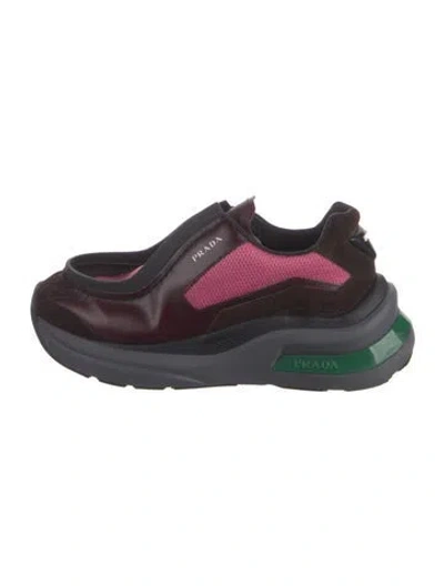 Pre-owned Prada Leather Colorblock Pattern Sneakers In Black