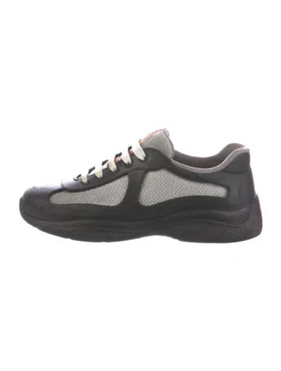 Pre-owned Prada Leather Colorblock Pattern Sneakers In Black