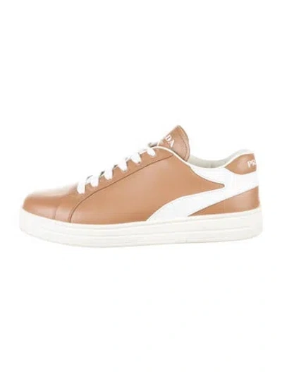 Pre-owned Prada Leather Colorblock Pattern Sneakers In Brown