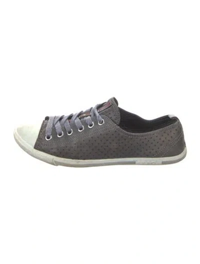 Pre-owned Prada Leather Colorblock Pattern Sneakers In Gray