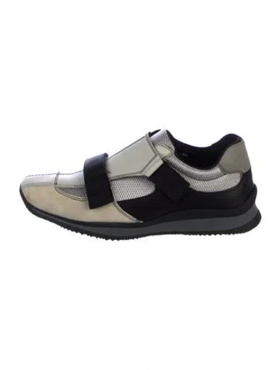 Pre-owned Prada Leather Colorblock Pattern Sneakers In Neutral