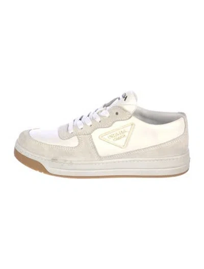 Pre-owned Prada Leather Colorblock Pattern Sneakers In Neutral