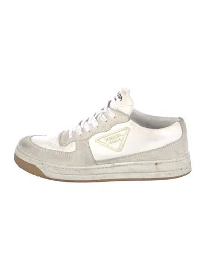 Pre-owned Prada Leather Colorblock Pattern Sneakers In Neutral
